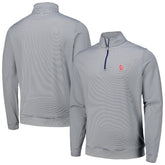 Navy St. Louis Cardinals Peter Millar Perth Sugar Stripe Performance Quarter-Zip Top