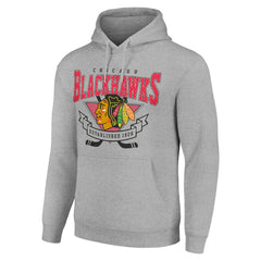 NHL Chicago Blackhawks Starter Team Logo Graphic Fleece Tri-Blend Pullover Hoodie