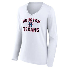 Women's Secondary Logo Victory Arch Long Sleeve V-Neck T-Shirt - Houston Texans T-shirts