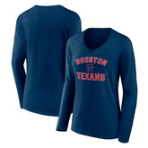 Women's Secondary Logo Victory Arch Long Sleeve V-Neck T-Shirt - Houston Texans T-shirts