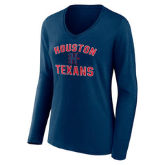 Women's Secondary Logo Victory Arch Long Sleeve V-Neck T-Shirt - Houston Texans T-shirts
