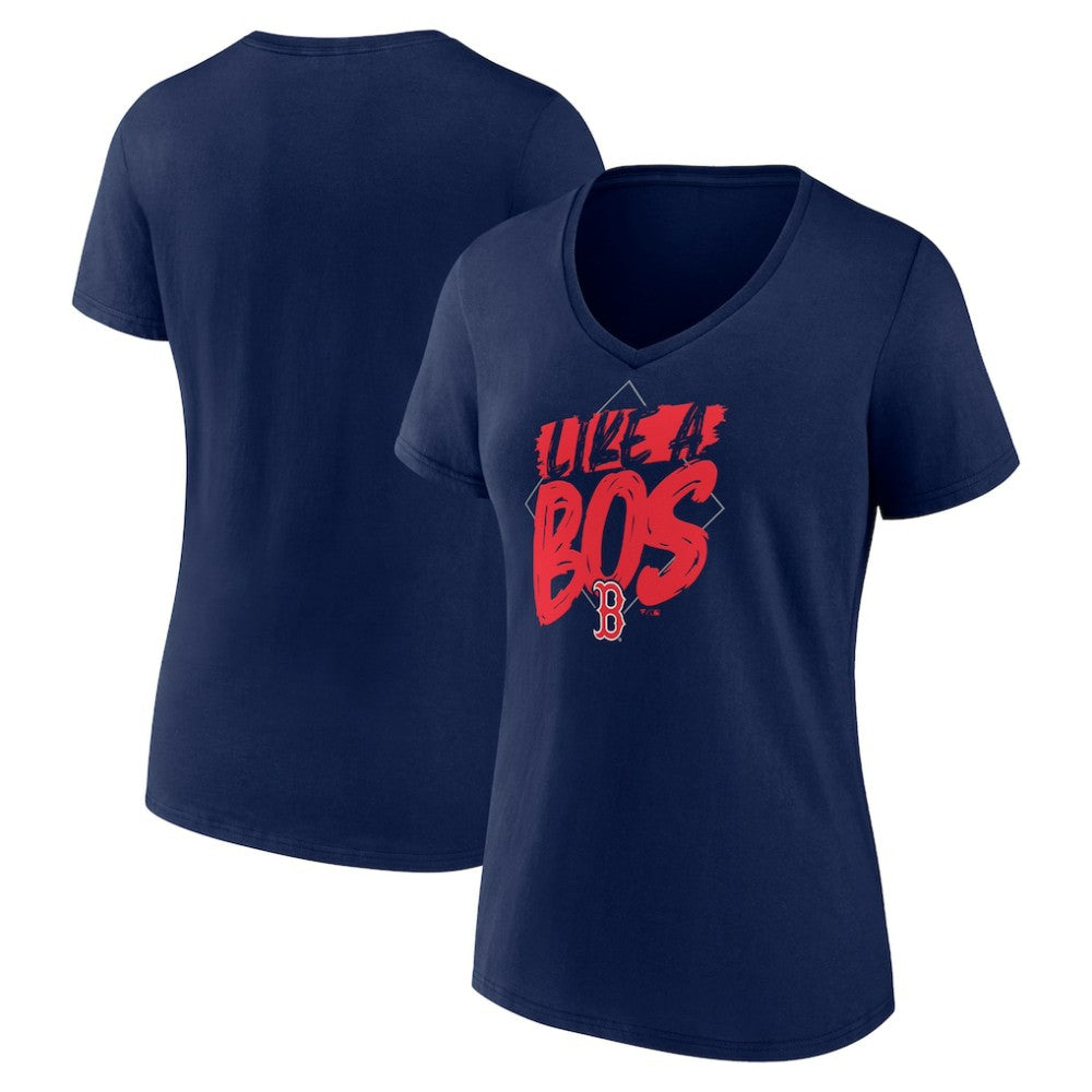 Navy Boston Red Sox Women's Like a BOS V-Neck T-Shirt