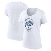White Los Angeles Dodgers Women's West Coast Baseball V-Neck T-Shirt