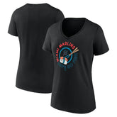 Black Miami Marlins Women's Let's Go Fish V-Neck T-Shirt