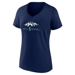 Navy Seattle Mariners Women's Mountains V-Neck T-Shirt