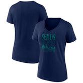 Navy Seattle Mariners Women's Sea Us Rise V-Neck T-Shirt