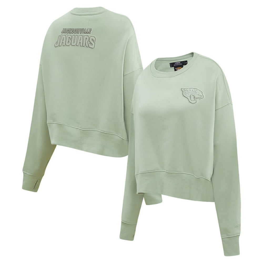 Pro Standard Women's Oversized Cropped Neutral Pullover Sweatshirt - Jacksonville Jaguars Pullover