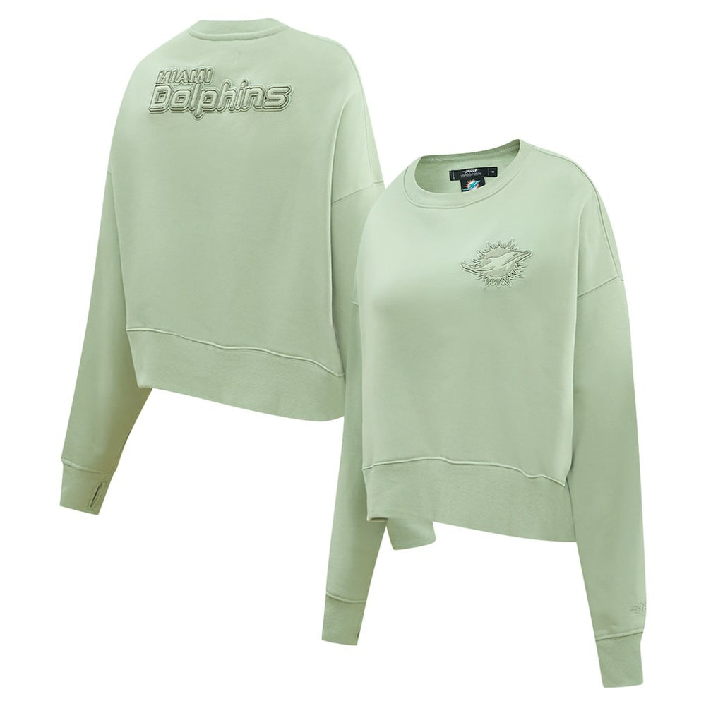 Pro Standard Women's Oversized Cropped Neutral Pullover Sweatshirt - Miami Dolphins Pullover