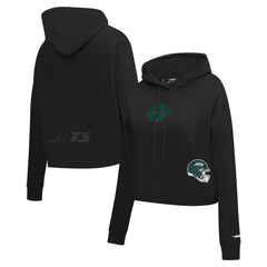 Pro Standard Women's Jeweled Cropped Pullover Hoodie - New York Jets Hoodies
