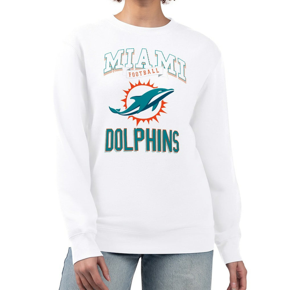 G-III 4Her by Carl Banks Women's Team Logo Graphic Tri-Blend Pullover Sweatshirt - Miami Dolphins Pullover