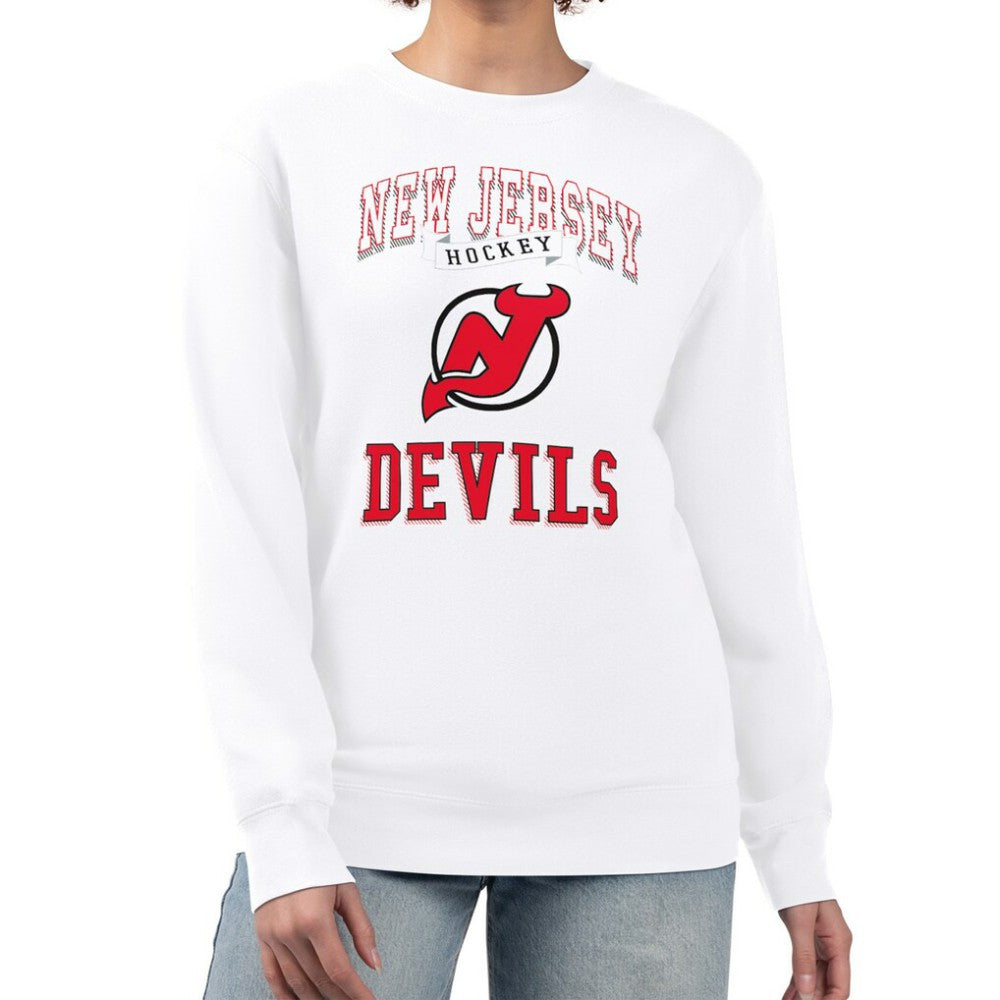 NHL New Jersey Devils G-III 4Her by Carl Banks Women's Team Logo Tri-Blend Fleece Pullover Sweatshirt