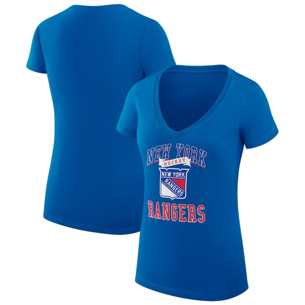 NHL New York Rangers G-III 4Her by Carl Banks Women's Super-Slim Fit Lightweight Team Logo Graphic V-Neck T-Shirt