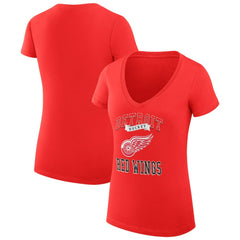 NHL Detroit Red Wings G-III 4Her by Carl Banks Women's Super-Slim Fit Lightweight Team Logo Graphic V-Neck T-Shirt