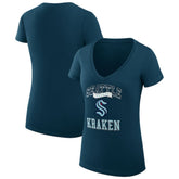NHL Seattle Kraken G-III 4Her by Carl Banks Women's Super-Slim Fit Lightweight Team Logo Graphic V-Neck T-Shirt