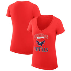 NHL Washington Capitals G-III 4Her by Carl Banks Women's Super-Slim Fit Lightweight Team Logo Graphic V-Neck T-Shirt