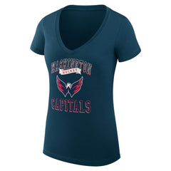 NHL Washington Capitals G-III 4Her by Carl Banks Women's Super-Slim Fit Lightweight Team Logo Graphic V-Neck T-Shirt