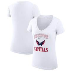 NHL Washington Capitals G-III 4Her by Carl Banks Women's Super-Slim Fit Lightweight Team Logo Graphic V-Neck T-Shirt