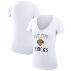 New York Knicks G-III 4Her by Carl Banks Women's Super-Slim Fit Lightweight Team Logo V-Neck T-Shirt