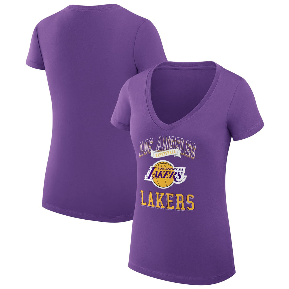 Los Angeles Lakers G-III 4Her by Carl Banks Women's Super-Slim Fit Lightweight Team Logo V-Neck T-Shirt