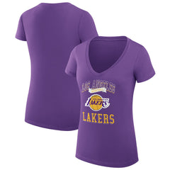 Los Angeles Lakers G-III 4Her by Carl Banks Women's Super-Slim Fit Lightweight Team Logo V-Neck T-Shirt