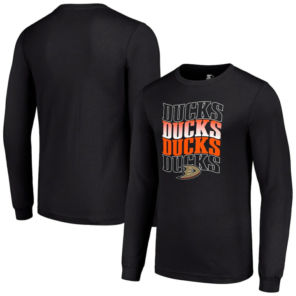 NHL Anaheim Ducks Starter Four Team Name Logo Long Sleeve Graphic T-Shirt