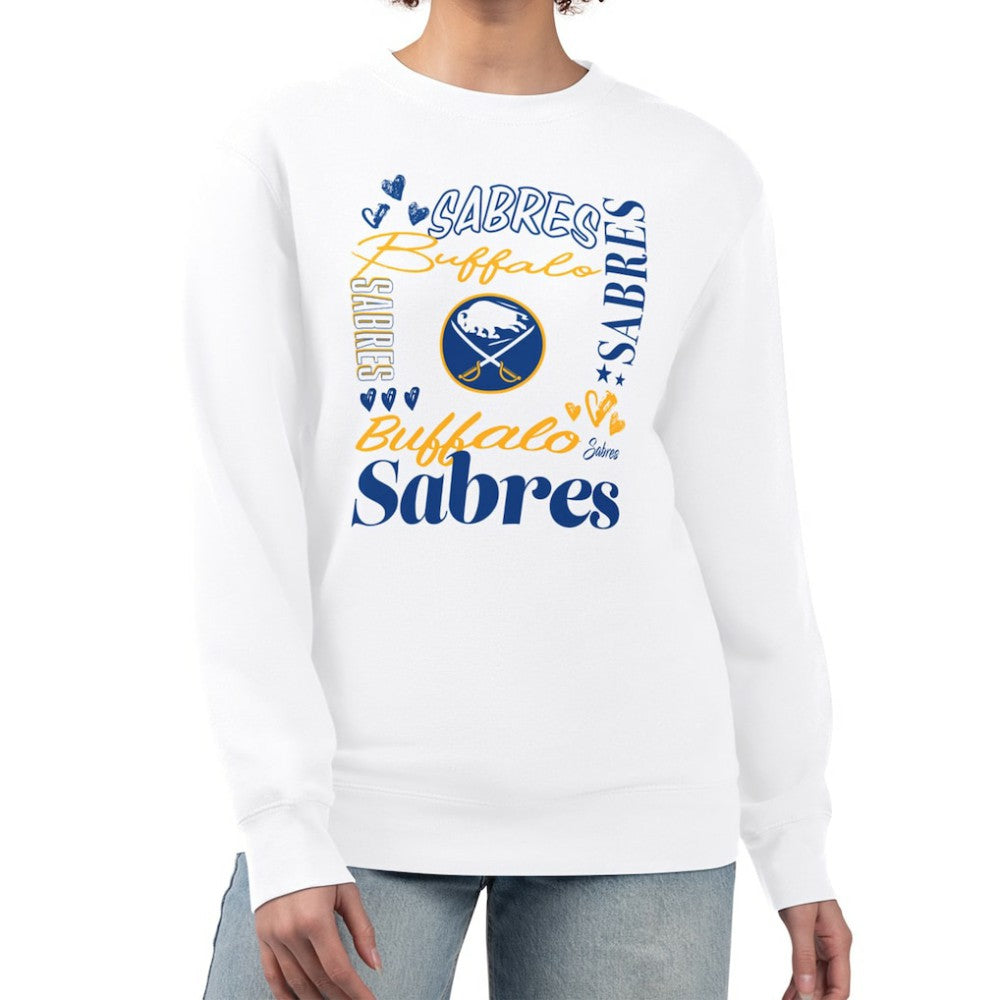 NHL Buffalo Sabres G-III 4Her by Carl Banks Women's Collage Graphic Fleece Long Sleeve Pullover Sweatshirt