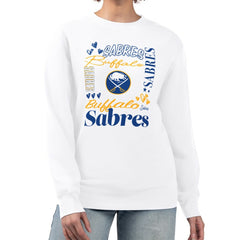 NHL Buffalo Sabres G-III 4Her by Carl Banks Women's Collage Graphic Fleece Long Sleeve Pullover Sweatshirt