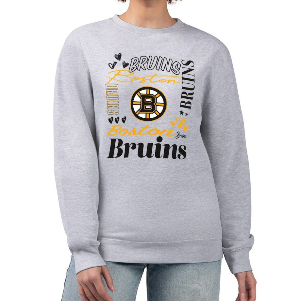 NHL Boston Bruins G-III 4Her by Carl Banks Women's Collage Graphic Fleece Long Sleeve Pullover Sweatshirt