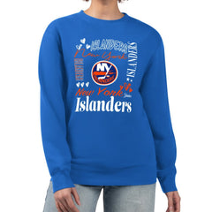 NHL New York Islanders G-III 4Her by Carl Banks Women's Collage Graphic Fleece Long Sleeve Pullover Sweatshirt