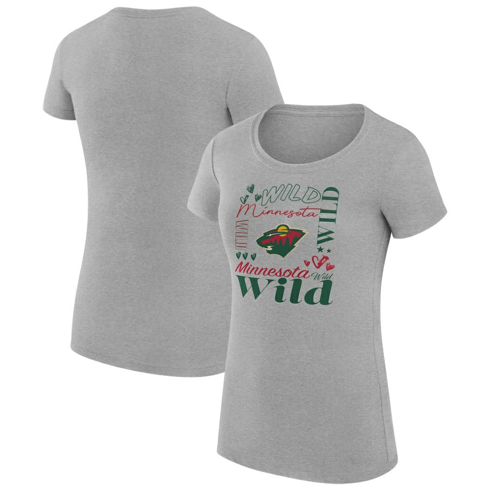 NHL Minnesota Wild G-III 4Her by Carl Banks Women's Super-Slim Fit Lightweight Collage Team Graphic T-Shirt