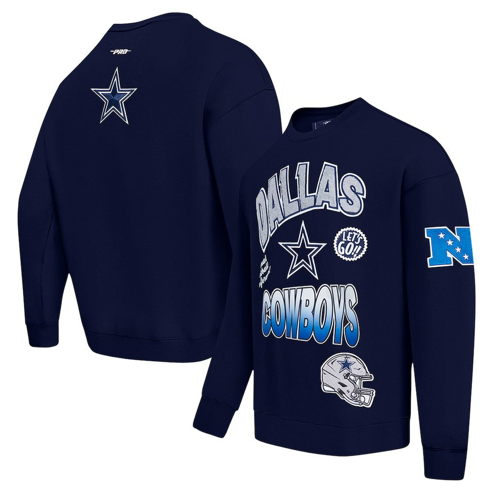 Pro Standard Turn It Up Drop Shoulder Pullover Sweatshirt - Dallas Cowboys Pullover