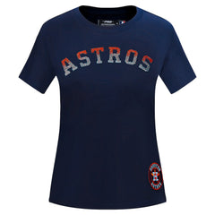 Navy Houston Astros Pro Standard Women's Rhinestone Slim Fit T-Shirt