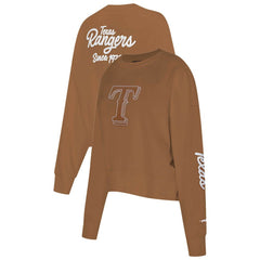 Brown Texas Rangers Pro Standard Women's Paint The City Pullover Cropped Sweatshirt