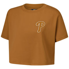 Brown Philadelphia Phillies Pro Standard Women's Paint The City Cropped Boxy T-Shirt