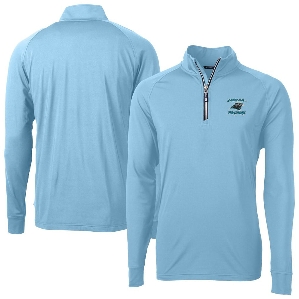 Cutter & Buck Adapt Eco Knit Stretch Recycled Raglan Quarter-Zip DryTec Top - Carolina Panthers Tops