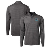 Cutter & Buck Virtue Eco Pique Micro Stripe Recycled Quarter-Zip Jacket - Carolina Panthers Jackets