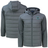 Cutter & Buck Evoke Hybrid Eco Softshell Recycled Full-Zip Hoodie Jacket - Carolina Panthers Hoodies