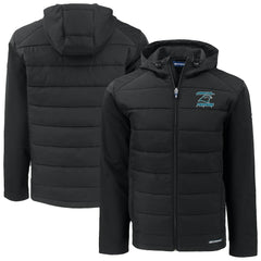 Cutter & Buck Evoke Hybrid Eco Softshell Recycled Full-Zip Hoodie Jacket - Carolina Panthers Hoodies
