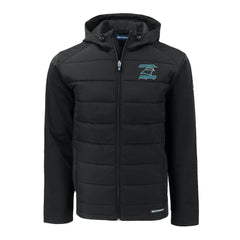 Cutter & Buck Evoke Hybrid Eco Softshell Recycled Full-Zip Hoodie Jacket - Carolina Panthers Hoodies