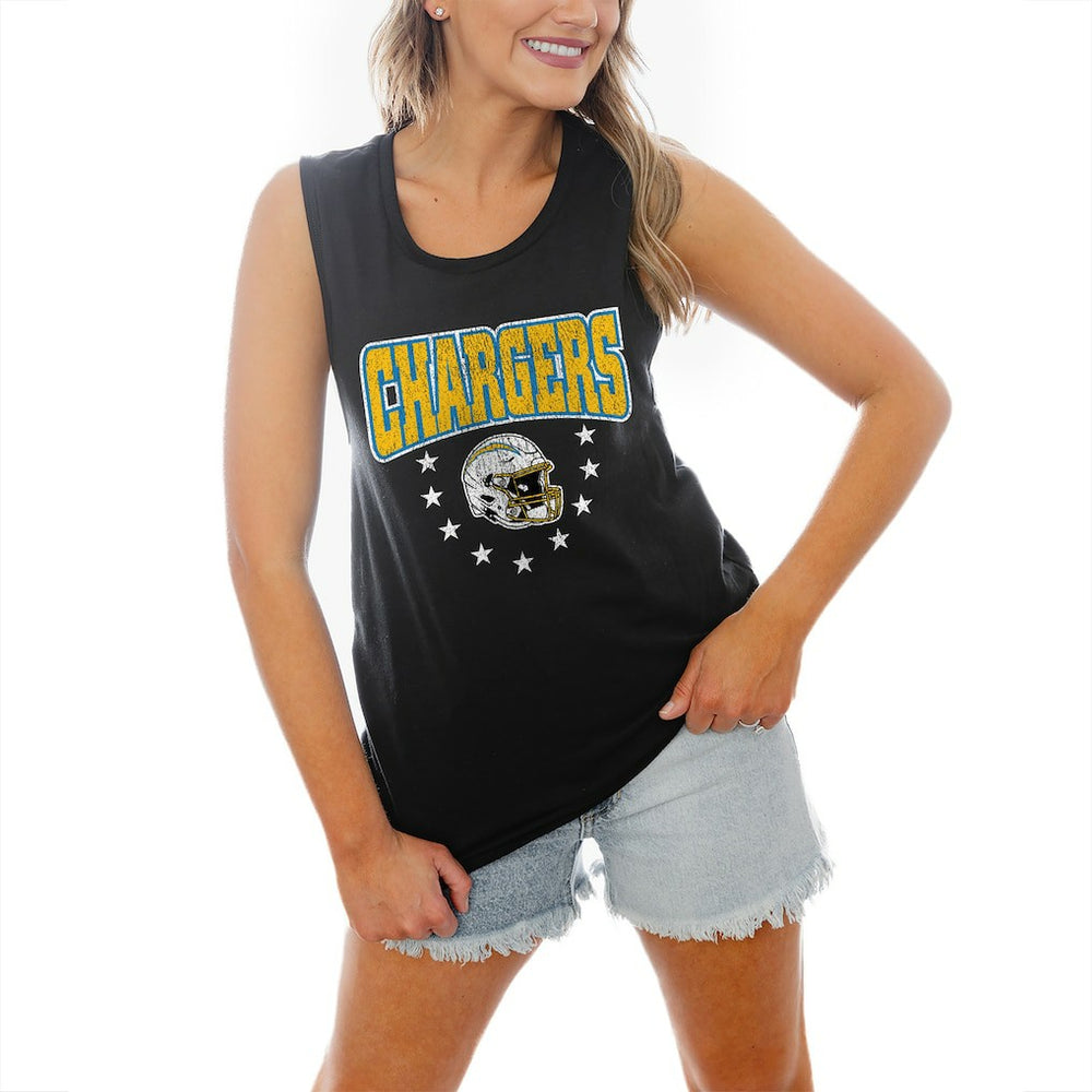 Gameday Couture Women's Baby You're A Star Racerback Scoop Neck Tapered Tank Top - Los Angeles Chargers Tops