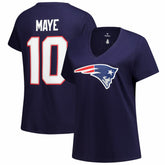 Drake Maye Women's Plus Size Name & Number V-Neck T-Shirt - New England Patriots T-shirts