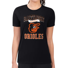 Black Baltimore Orioles G-III 4Her by Carl Banks Women's Super-Slim Fit Lightweight Team Logo Graphic T-Shirt