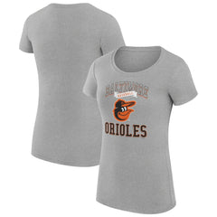 Heather Gray Baltimore Orioles G-III 4Her by Carl Banks Women's Super-Slim Fit Lightweight Team Logo Graphic T-Shirt