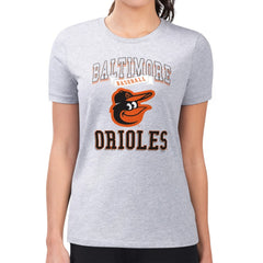 Heather Gray Baltimore Orioles G-III 4Her by Carl Banks Women's Super-Slim Fit Lightweight Team Logo Graphic T-Shirt