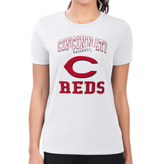 White Cincinnati Reds G-III 4Her by Carl Banks Women's Super-Slim Fit Lightweight Team Logo Graphic T-Shirt