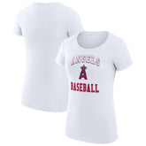 White Los Angeles Angels G-III 4Her by Carl Banks Women's Super-Slim Fit Lightweight Team Logo Graphic T-Shirt