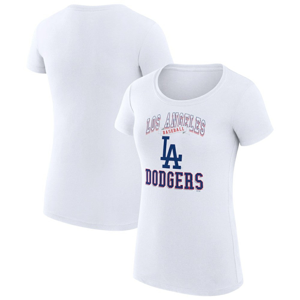 White Los Angeles Dodgers G-III 4Her by Carl Banks Women's Super-Slim Fit Lightweight Team Logo Graphic T-Shirt