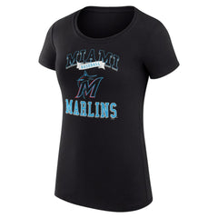 Black Miami Marlins G-III 4Her by Carl Banks Women's Super-Slim Fit Lightweight Team Logo Graphic T-Shirt