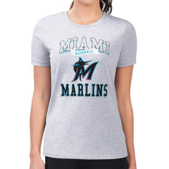 Heather Gray Miami Marlins G-III 4Her by Carl Banks Women's Super-Slim Fit Lightweight Team Logo Graphic T-Shirt