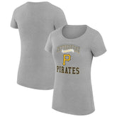 Heather Gray Pittsburgh Pirates G-III 4Her by Carl Banks Women's Super-Slim Fit Lightweight Team Logo Graphic T-Shirt